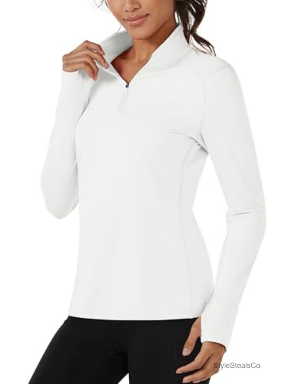 Women's Half Zip Fleece Pullover Athletic Long Sleeve Thumb Hole